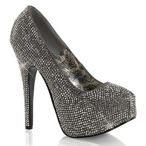 Bordello Teeze Rhinestone Platforms Pewter Size 8
